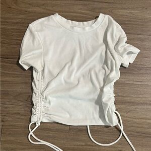 🦋 2/$15🦋 Zara White Side Cinched Ribbed Cropped Tee